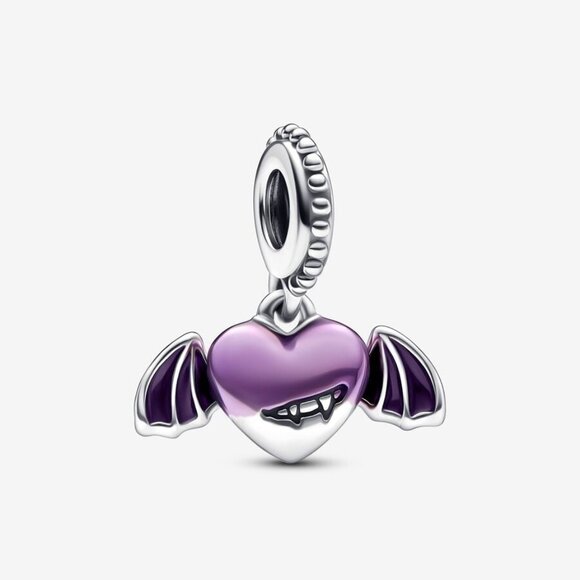 Vampire Winged Heart Dangle Charm - Picture 1 of 7